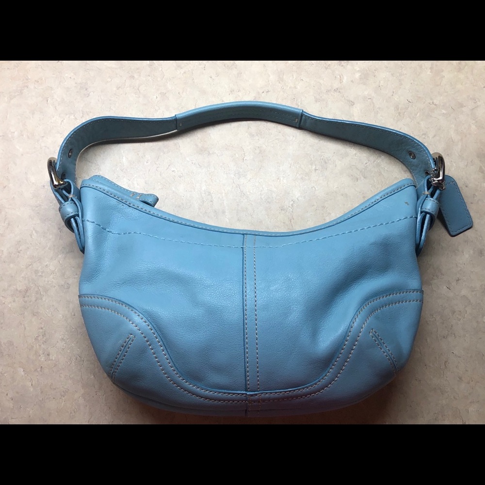 Coach Blue Silver Leather Purse 9541 Ex Condition!